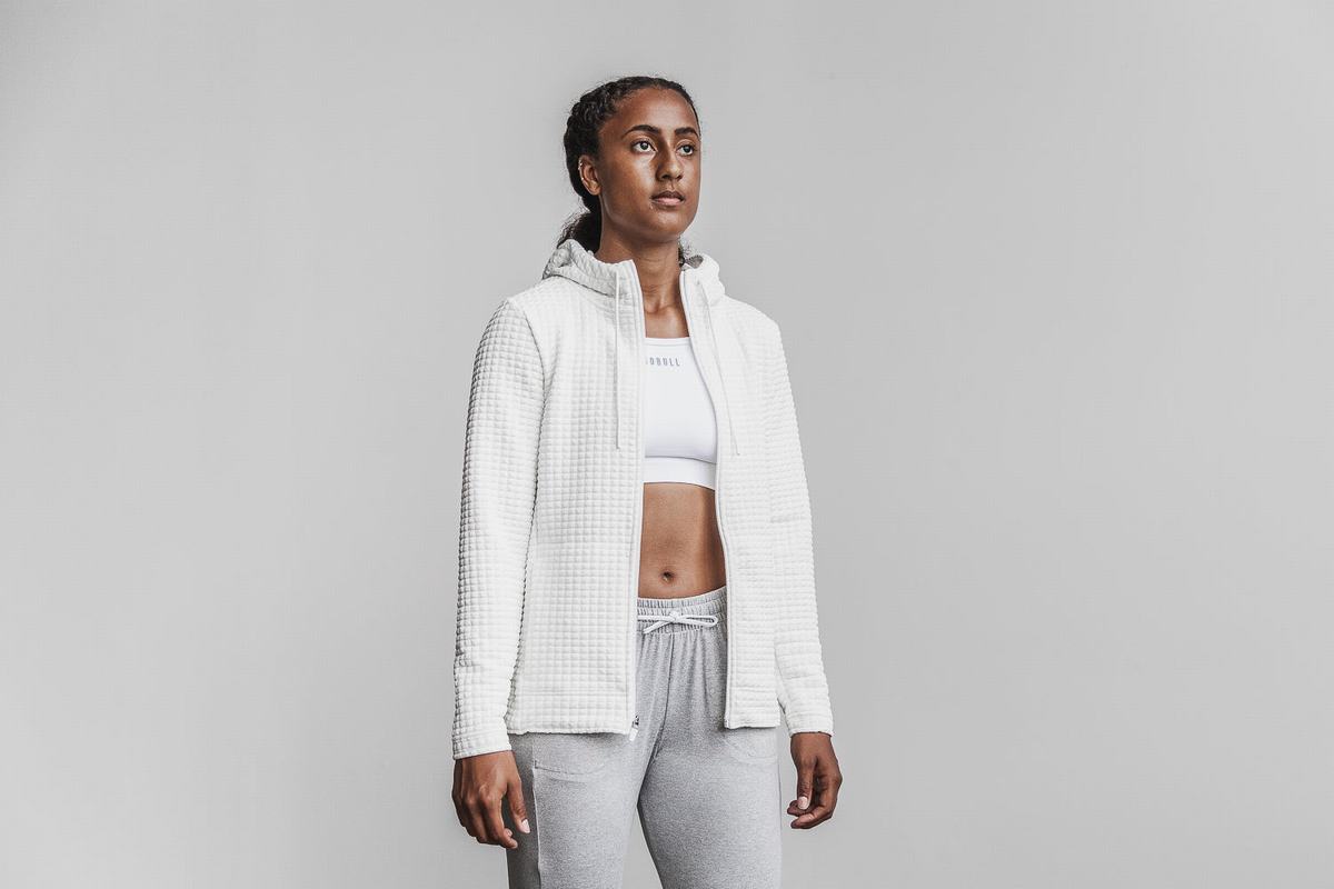 Nobull Quilted Zip-up Women's Jackets White | Australia (QX9815)